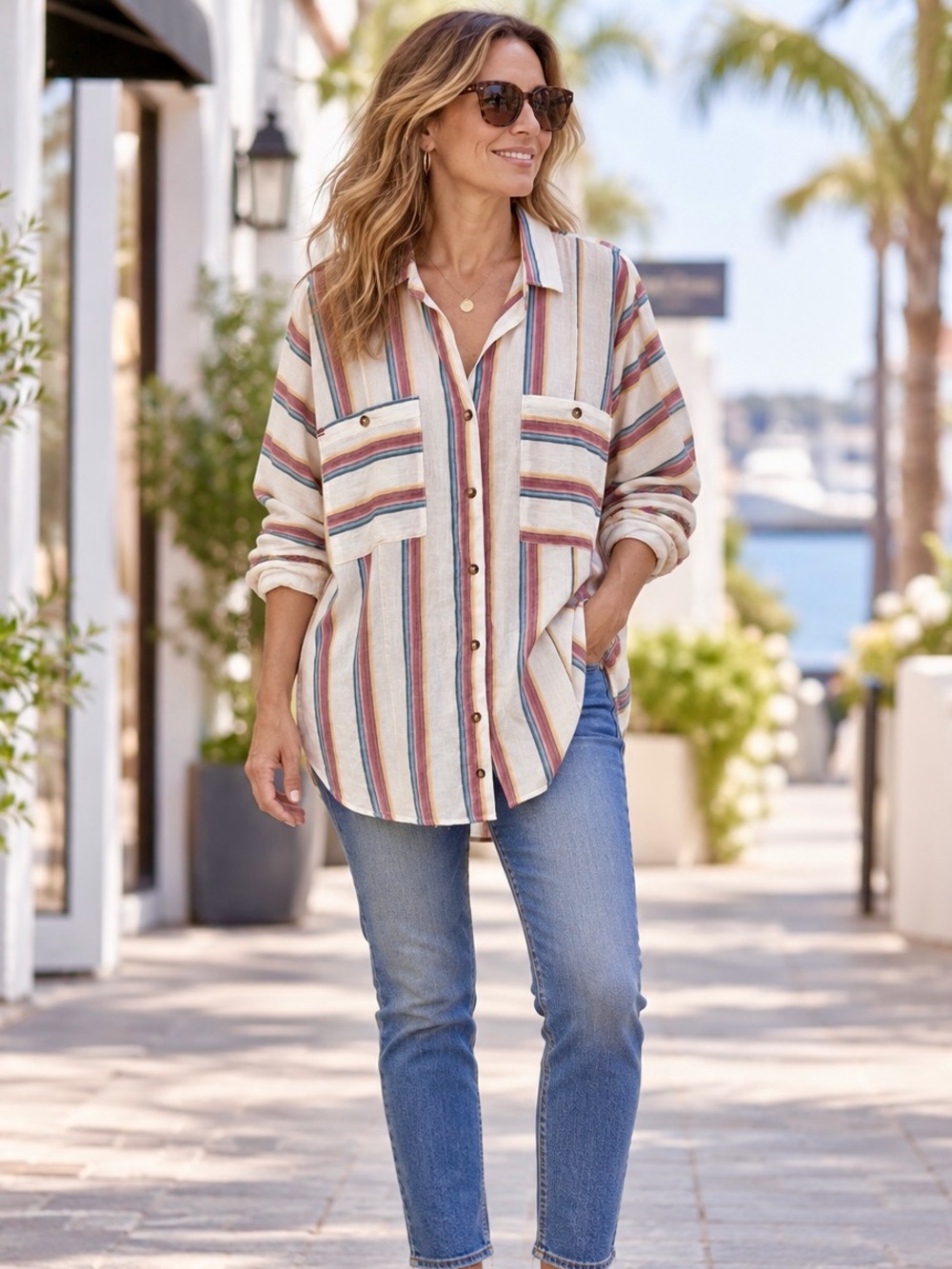 BDG Urban Outfitters Oversized Striped Button Down Shirt Large Cotton Tunic